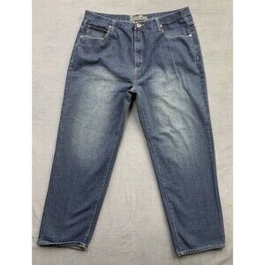 BG Blue Gear Mens Denim Jeans Blue Factory Distressed Straight Size 44X34 VTG
